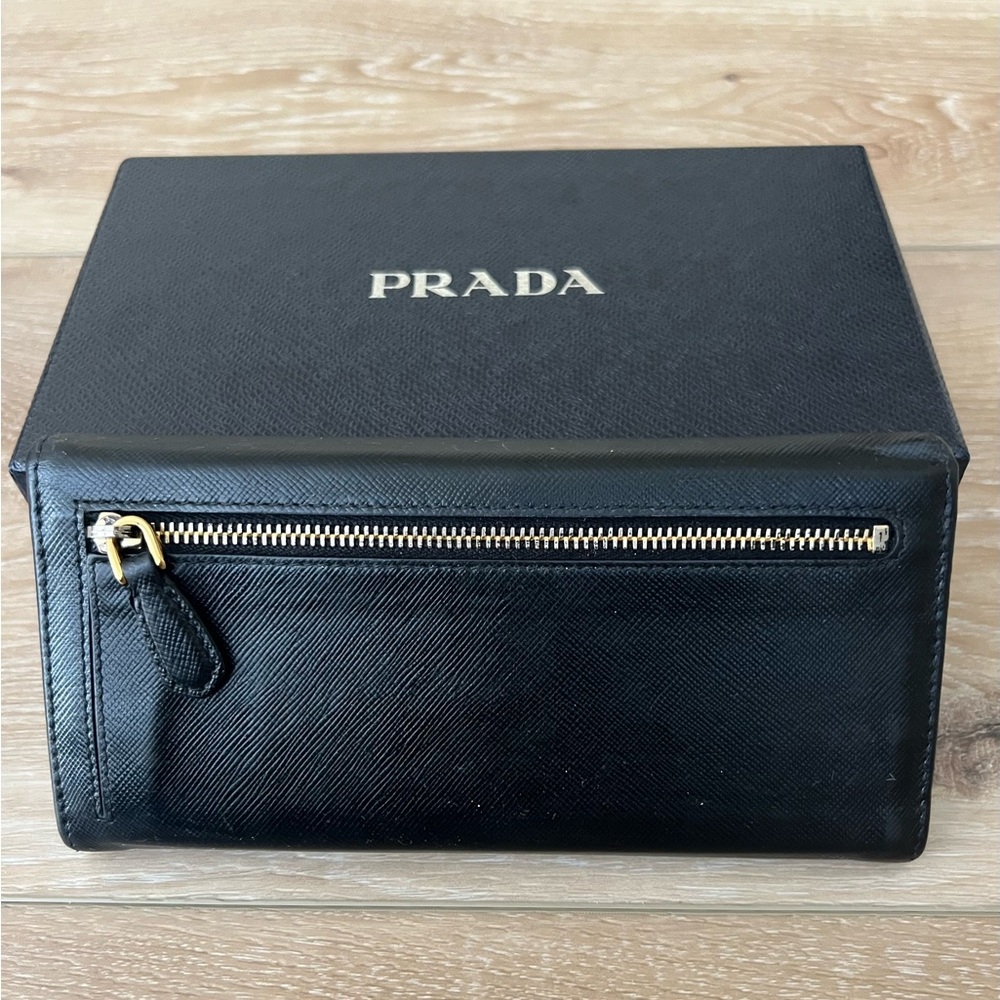 PRADA Black Diagramme Saffiano Fiocco Leather Wallet and Card Holder with box - Picture 9 of 12